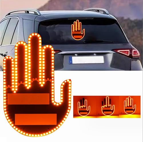 Hand-Gestenlicht für Auto, neues Fingerlicht, LED-Auto-Rückscheiben-Schild, Auto-Fingerlicht mit Fernbedienung, LED-Schild für Auto, lustige LED-Auto-Gadgets und Zubehör von Omuotaut