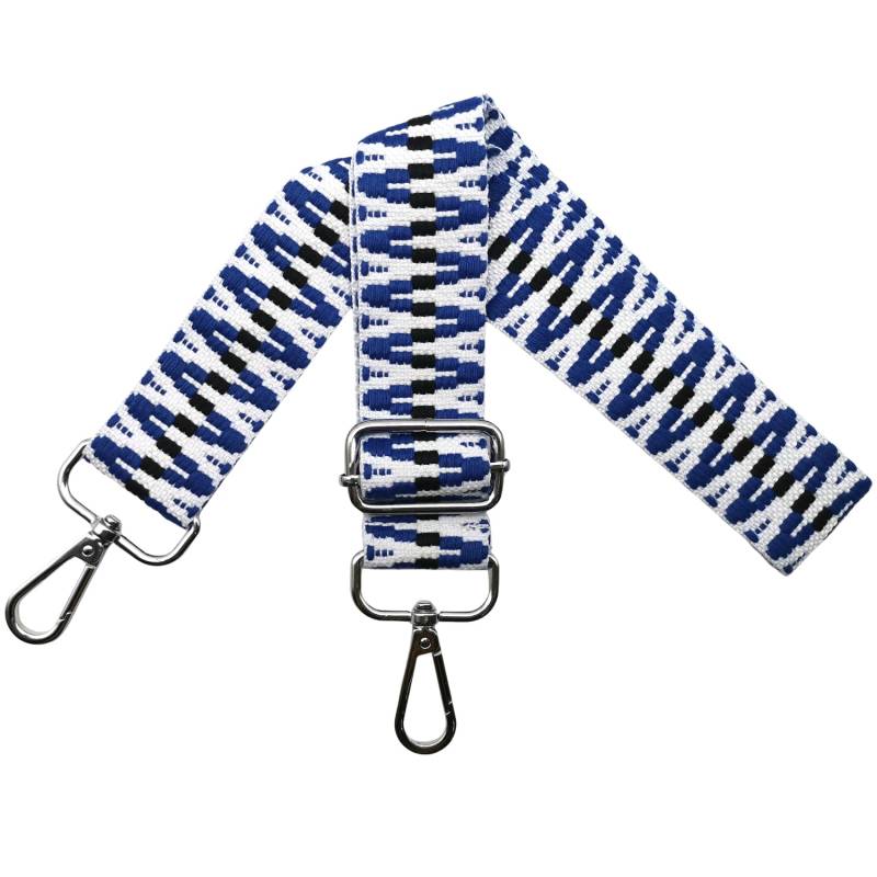 Taschengurte zum Wechseln Verstellbar Schultergurt für Tasche, Taschengurt Breit 3.8cm mit Silber Karabiner Schulterriemen Taschenband Tragegurt für Handtaschen, Blau/Weiß, S2 von Omxyinma