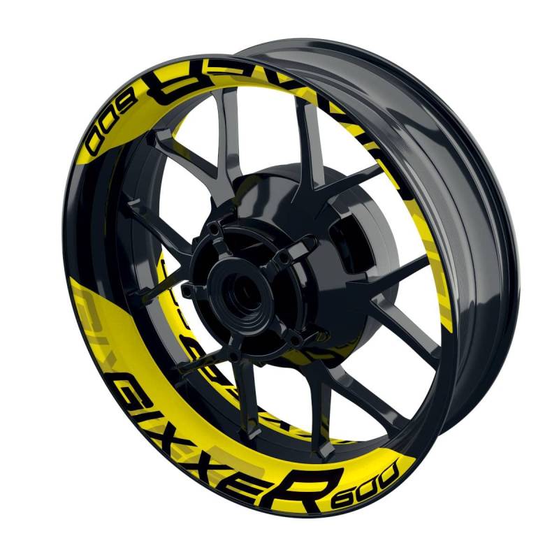 One-Wheel, Gixxer 600, Felgenaufkleber Premium Geteilt, Passend Für Suzuki GSXR 600, Motiv: einfarbig V2, Wheelsticker Motorrad, Felgenrandaufkleber GP, Gelb von One-Wheel