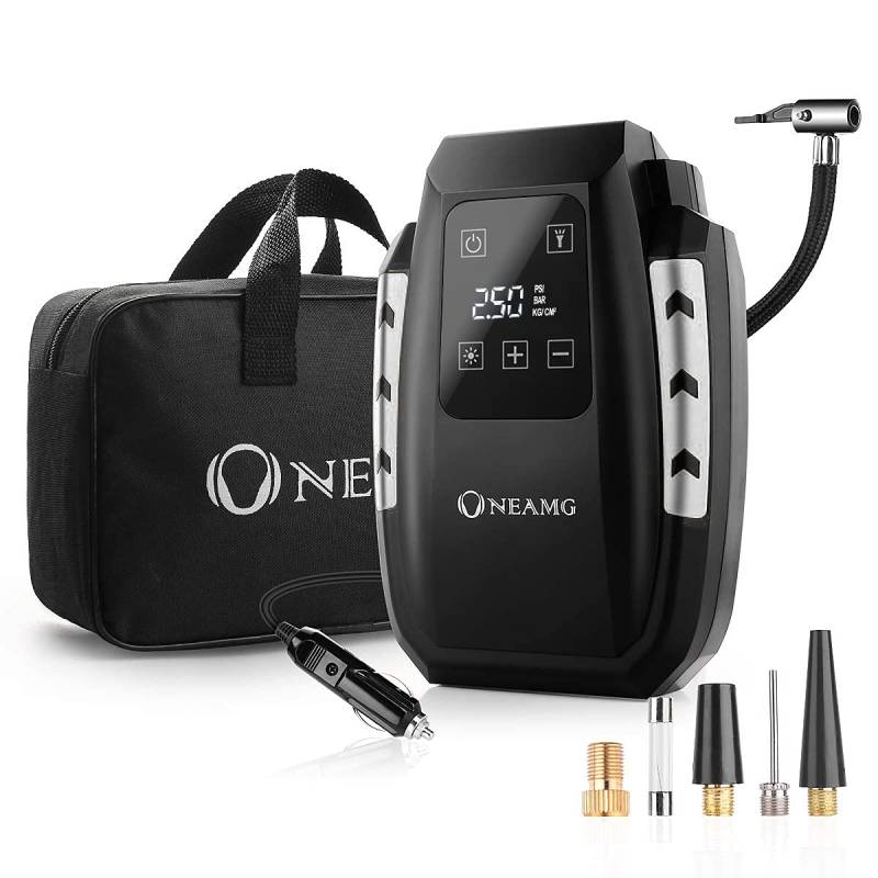 OneAmg 12V Luftkompressor, Auto Luftpumpe Kompressoren Reifen Inflator Kompressor Digital Portable Kompressor mit Aktualisierter Touchscreen-Inflator, Auto Reifenpumpe 150PSI mit 3 Meter (Silber) von OneAmg