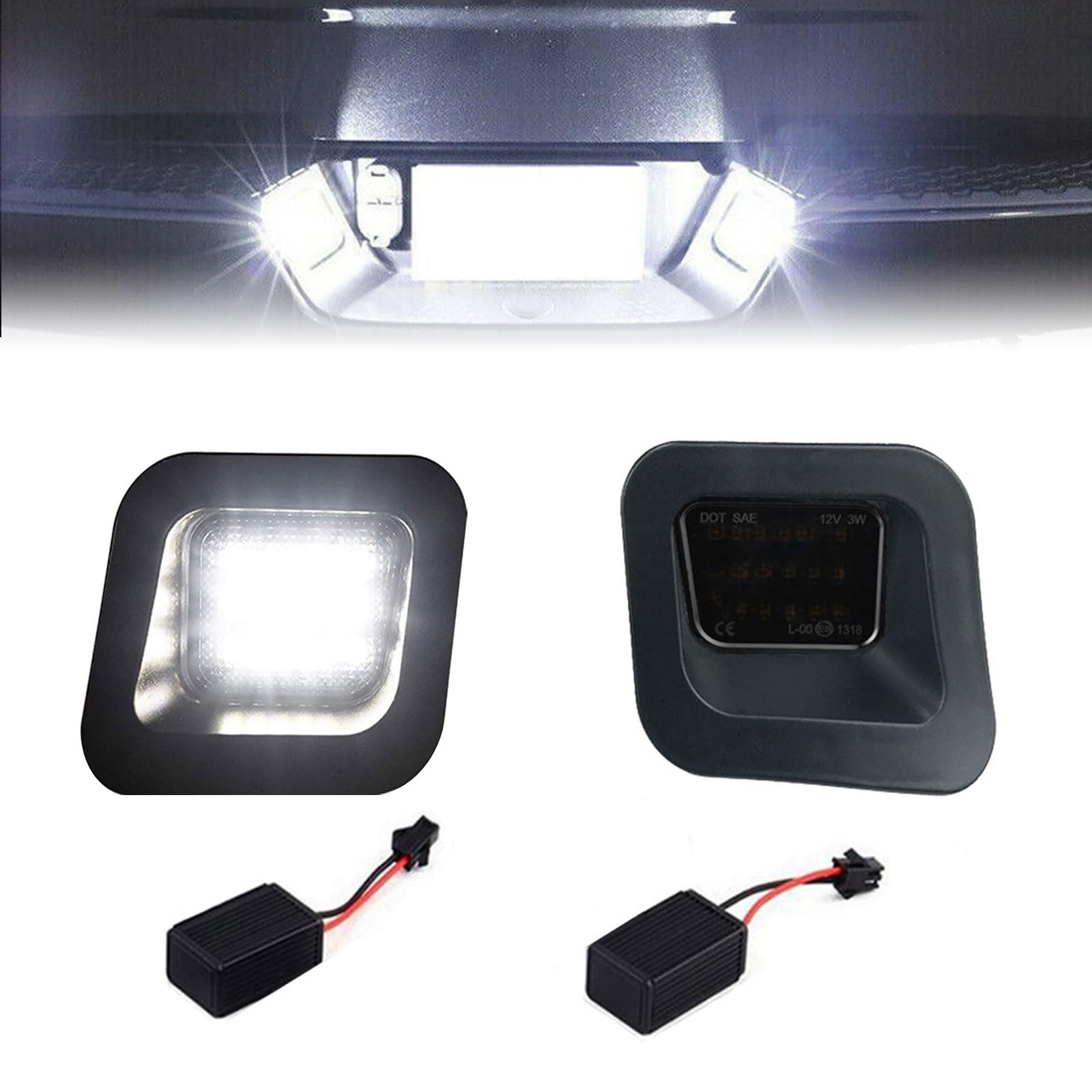 OneGas LED-Kennzeichenbeleuchtung, Heckstoßstange, Rauchglas, kompatibel mit Dodge Ram 1500 2500 3500 Pickup Truck, 6500 K, Diamantweiß, 12 V, 2 Stück von OneGas