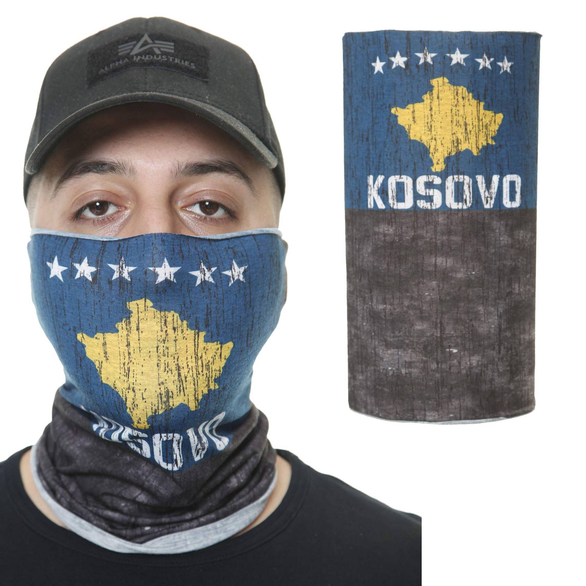 OneRedox Gesichtsschutz Halstuch Länder Bedruckt Kosovo Biker Schal Ski Motorrad Gesichtsmaske BND-010 von OneRedox