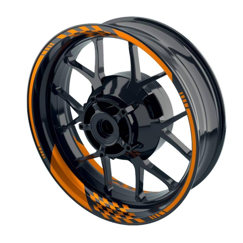 OneWheel Felgenaufkleber Motorrad - Felgenstreifen | Racing Wheelsticker Set für Vorder- & Hinterrad V3 - Felgenrandaufkleber (orange - glänzend) von OneWheel
