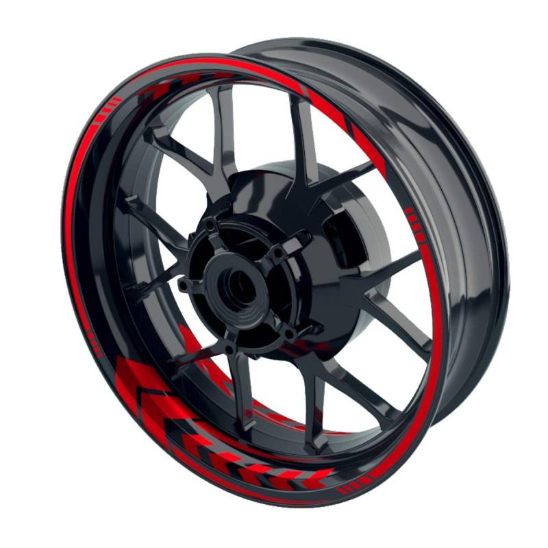 OneWheel Felgenaufkleber Motorrad - Felgenstreifen | Racing Wheelsticker Set für Vorder- & Hinterrad V6 - Felgenrandaufkleber (rot - glänzend) von OneWheel