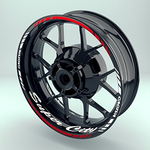 OneWheel Felgenaufkleber Set Cagiva SuperCrew für Motorrad | 17 Zoll | Felgenrandaufkleber & Felgenbettaufkleber | Vorder- & Hinterreifen Komplett-Set (Einfach - glänzend) von OneWheel