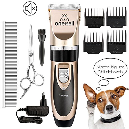 Oneisall Haustier Grooming Clipper Kits Geräuscharmer Haarschneidemaschine Haarschneider Schermaschine Hund und Katze Timmer Haustier Wiederaufladbare Drahtlose Elektrische Leise Tierhaarschneider von ONEISALL