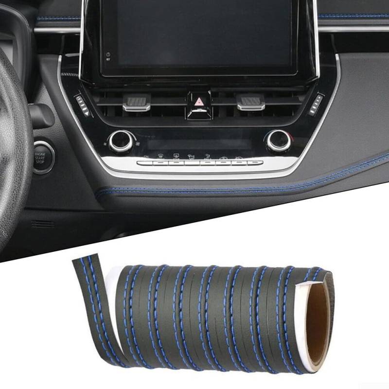 Oniissy 4M Blau PU Leder Auto Armaturenbrett Dekor Linie Streifen Aufkleber Zierleiste Dekoratives Auto Zubehör DIY Flexible Streifen von Oniissy