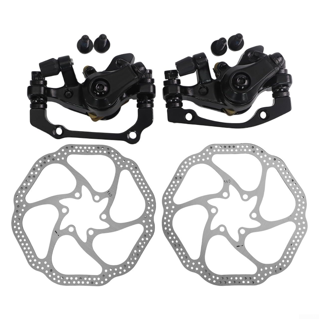 Oniissy Mechanische Scheibenbremse, Bremssattel, Fahrrad-mechanische Scheibenbremsen-Set, 160 mm Legierung, Clip vorne und hinten, für Mountainbike, Rennrad, Falträder (vorne + hinten + 2 x Scheiben Oniissy Mechanische Scheibenbremse, Bremssattel, Fahrrad-mechanische Scheibenbremsen-Set, 160 mm Legierung, Clip vorne und hinten, für Mountainbike, Rennrad, Falträder (vorne + hinten + 2 x Scheiben von Oniissy