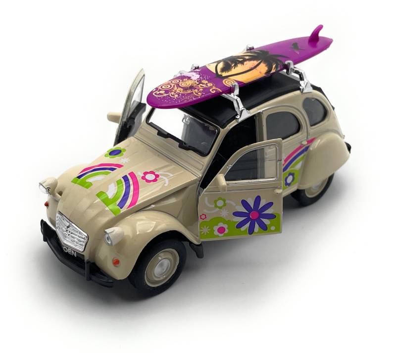 Onwomania Modellauto kompatibel mit 2CV Ente Surf 1:34-39 Beige Auto Miniatur Fahrzeug von Onwomania