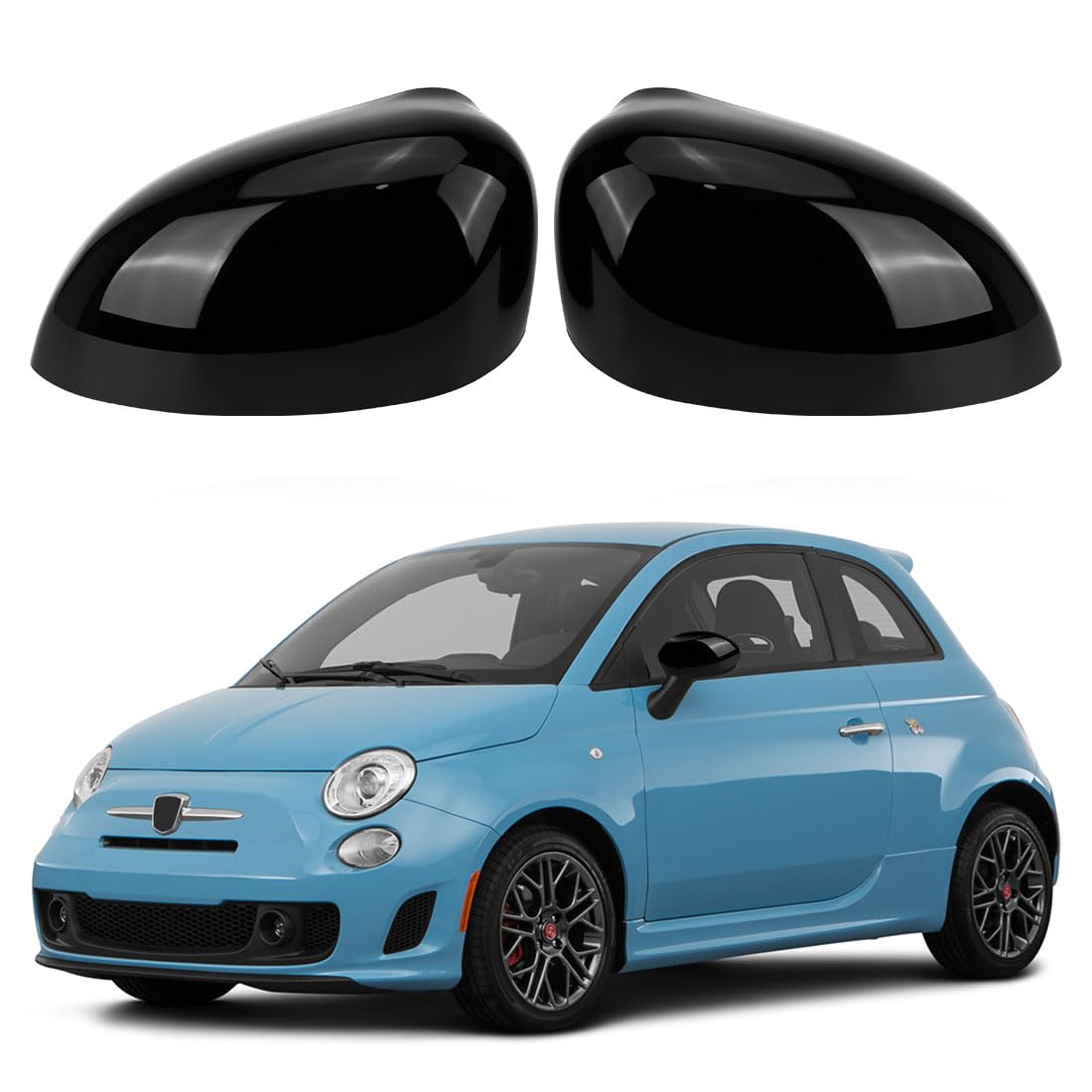 1 Paar Auto Rückspiegel Abdeckung Ersatz für Fiat 500 500C 500E 2007-2024, Außenspiegel Spiegelkappen Seitenspiegel Cap, Links und Rechts, 735452185 735452186 von Opaltool