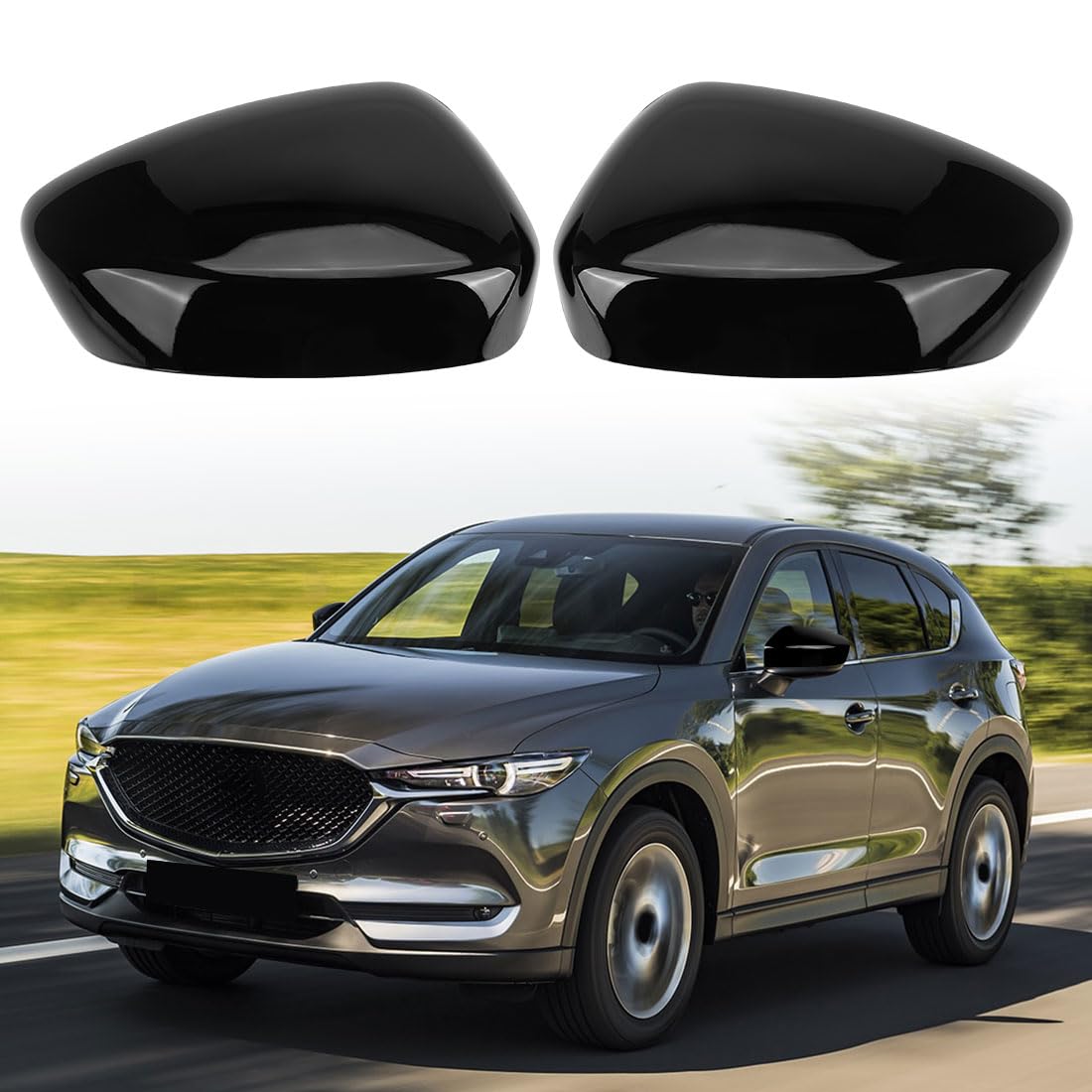 1 Paar Auto Rückspiegel Abdeckung Ersatz für Mazda CX-5 2015-2016 CX-3 DK 2015-2019, Außenspiegel Spiegelkappen Seitenspiegel Cap, Links und Rechts von Opaltool