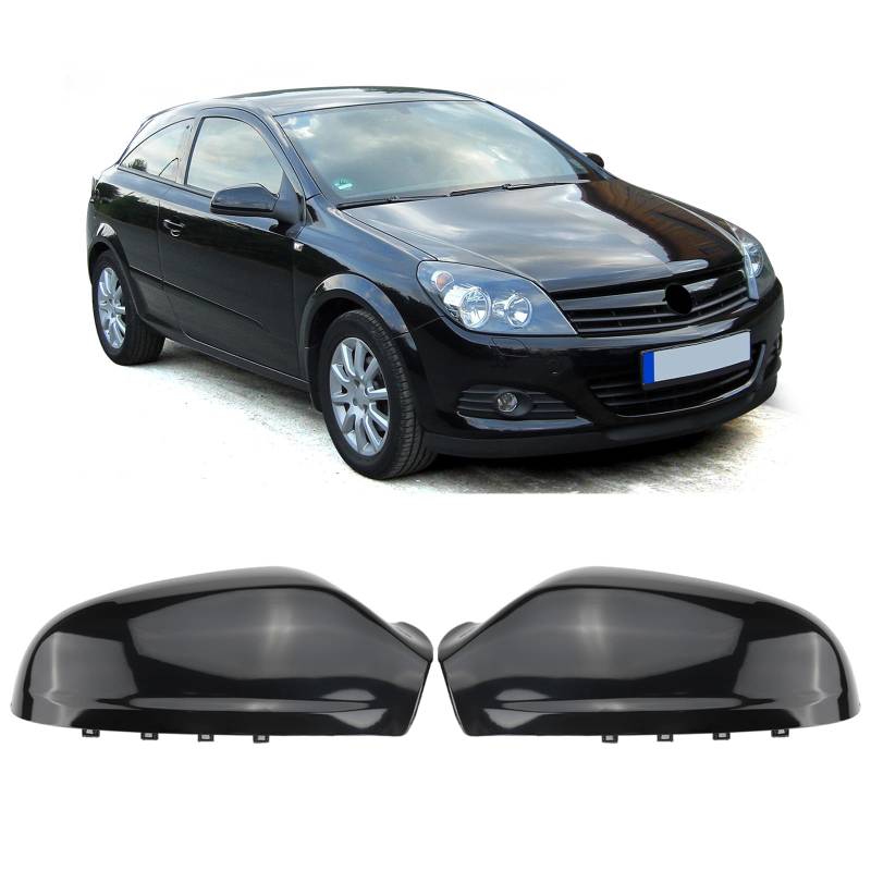 1 Paar Auto Rückspiegel Abdeckung Ersatz für Opel Vauxhall Astra H 2004-2009, Außenspiegel Spiegelkappen Seitenspiegel Cap, Links und Rechts (Schwarz) von Opaltool