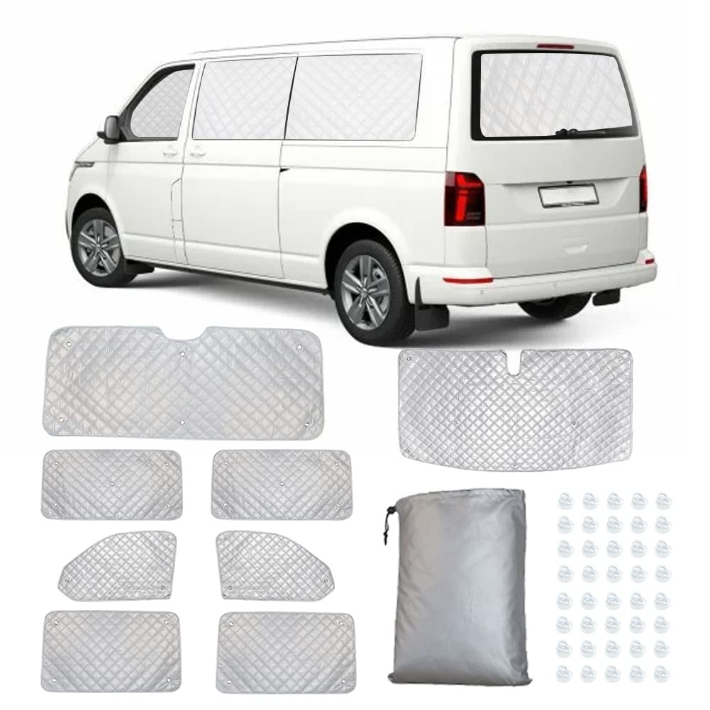 Opaltool 8 Teilige Sonnenschutz Auto Frontscheibe, Sonnenschutz Abdeckung Auto Internes Thermorollo-Set, Faltbare Frontscheibenabdeckung Ersatz für VW T5 T6 von Opaltool
