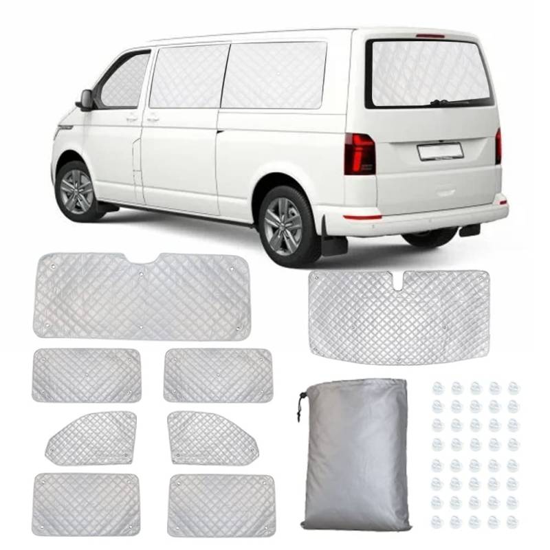 Opaltool 8 Teilige Sonnenschutz Auto Frontscheibe, Sonnenschutz Abdeckung Auto Internes Thermorollo-Set, Faltbare Frontscheibenabdeckung Ersatz für VW T5 T6 von Opaltool