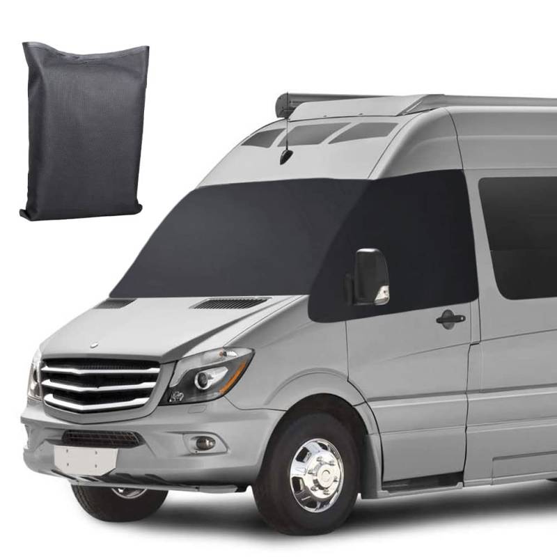 Auto Windschutzscheiben Abdeckung für Mercedes Sprinter VW Crafter 2006-2018, Faltbar 600D Wasserdicht Wetterfest Frontscheibe Wrap Cover Frontscheibenabdeckung Scheibenabdeckung von Opaltool