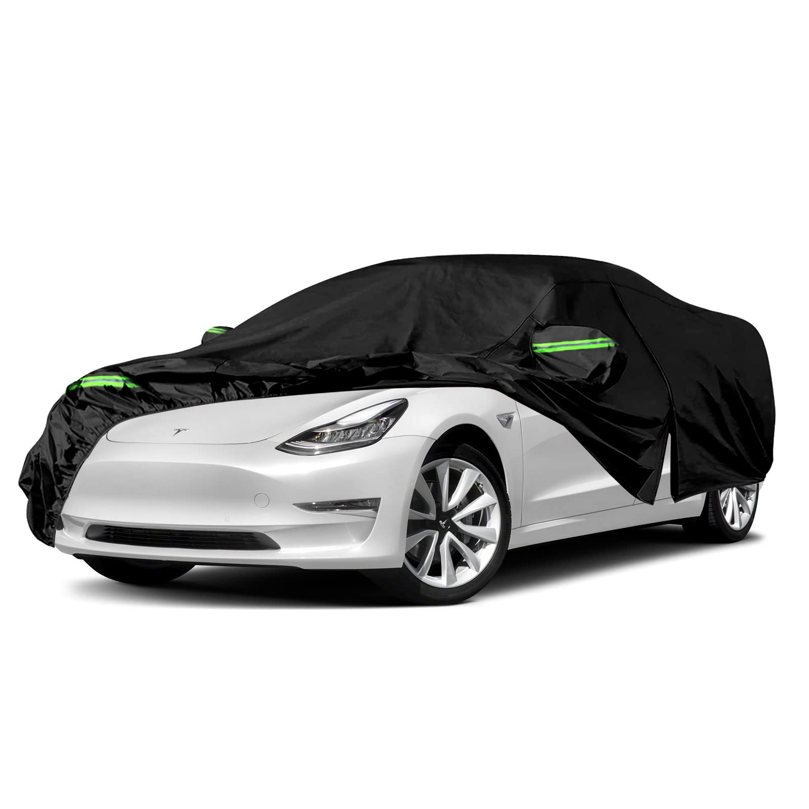 Autoabdeckung Wasserdicht für Tesla Model 3 2017–2022, Atmungsaktiv Vollgarage Abdeckplane für Regen Sonne Staub Schutz mit Reißverschluss, Schwarz Autohülle für den Innen und Außenbereich von Opaltool