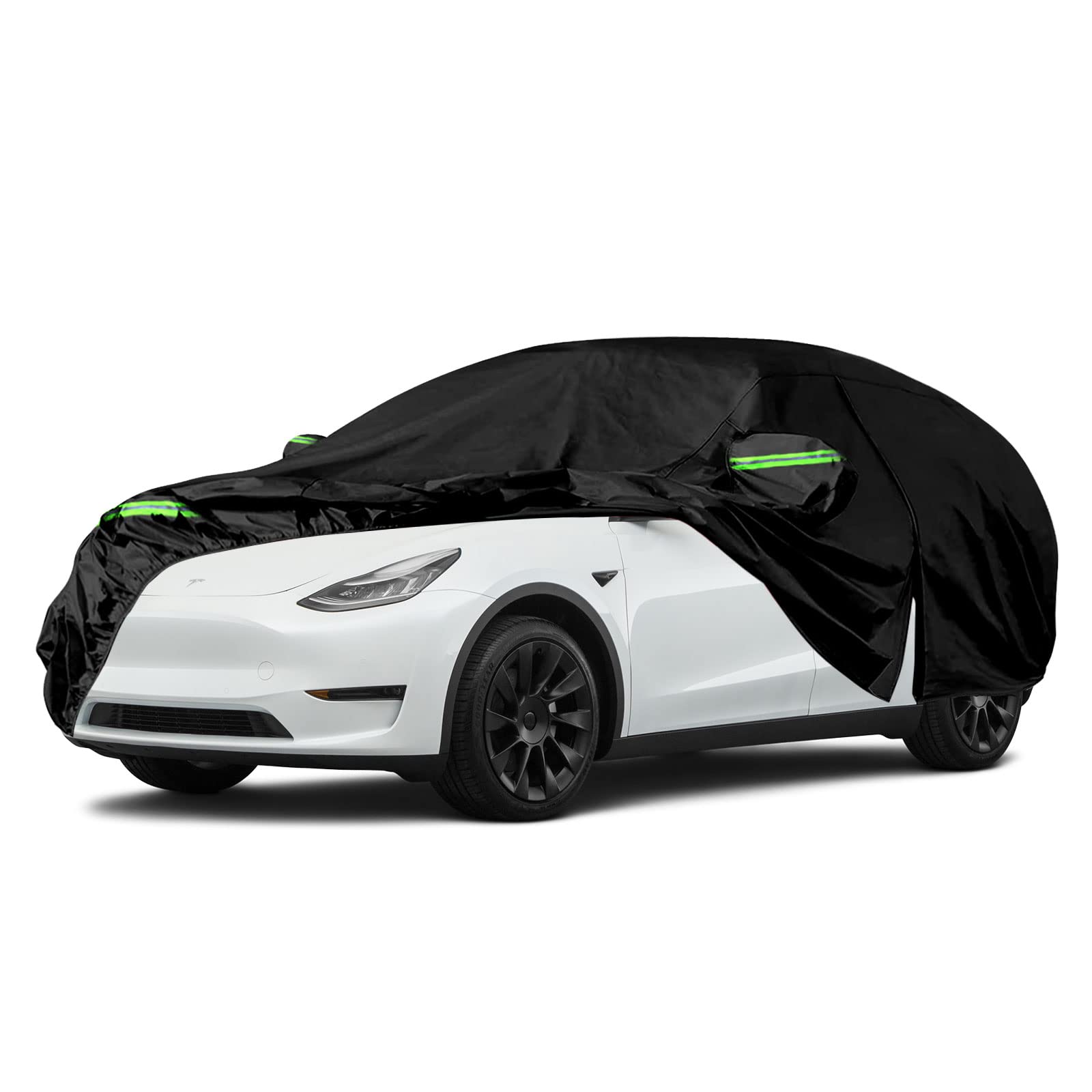 Autoabdeckung Wasserdicht für Tesla Model Y 2020–2022, Atmungsaktiv Vollgarage Abdeckplane für Regen Sonne Staub Schutz mit Reißverschluss, Schwarz Autohülle für den Innen und Außenbereich von Opaltool