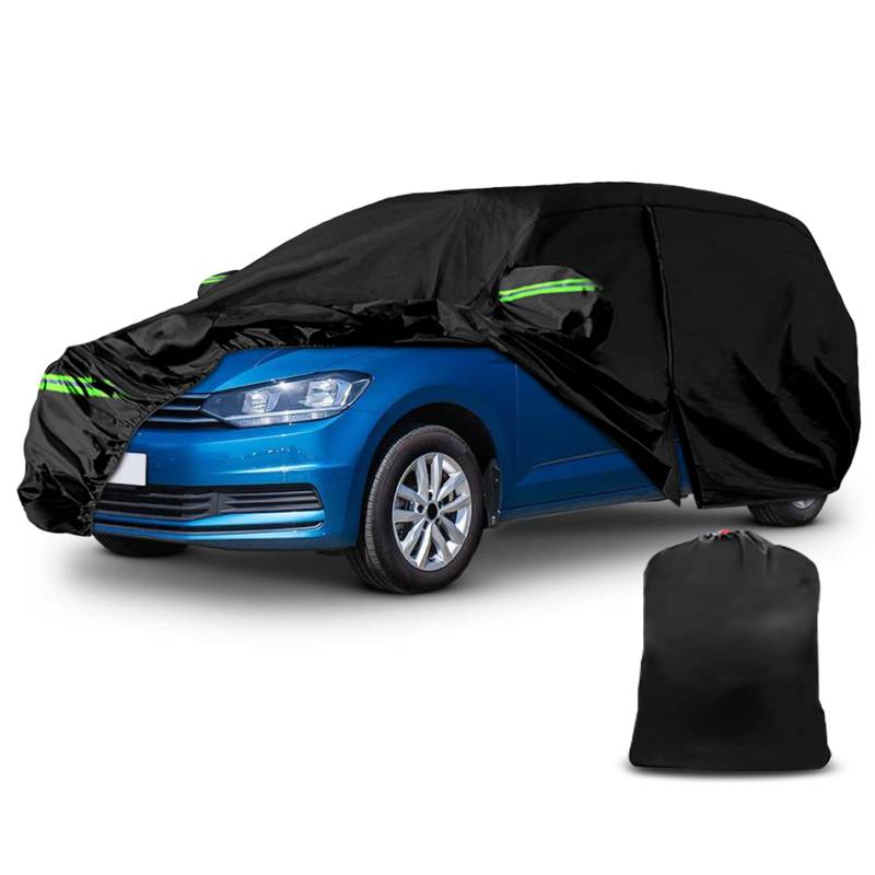 Autoschutzhülle Auto Abdeckung Geeignet für Volkswagen Touran 2003-2023, Autoabdeckung Auto Abdeckplane mit Türreißverschluss Schloss und winddichten Bändern für Sonne Schnee Regen Staubschutz von Opaltool