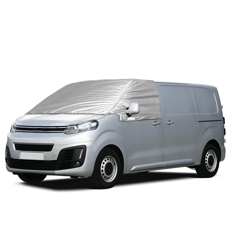 Externe Thermo Scheibenabdeckung für Citroen Jumpy Opel Vivaro 2016-2024, Luxus Silber Wrap Windschutzscheibenabdeckung, Frontscheibenabdeckung Winter Sommer Scheibenfrostschutz Abdeckung von Opaltool