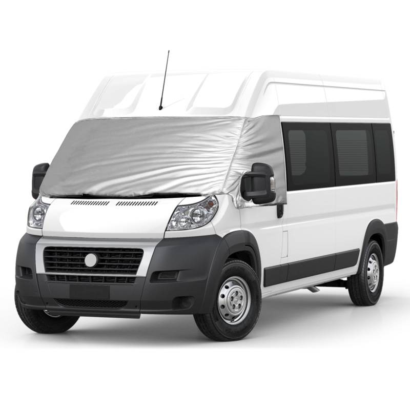 Opaltool Externe Thermo Scheibenabdeckung für FIAT Ducato 2006-2024, Luxus Silber Wrap Windschutzscheibenabdeckung, Faltbare Frontscheibenabdeckung Winter Sommer Scheibenfrostschutz Abdeckung von Opaltool