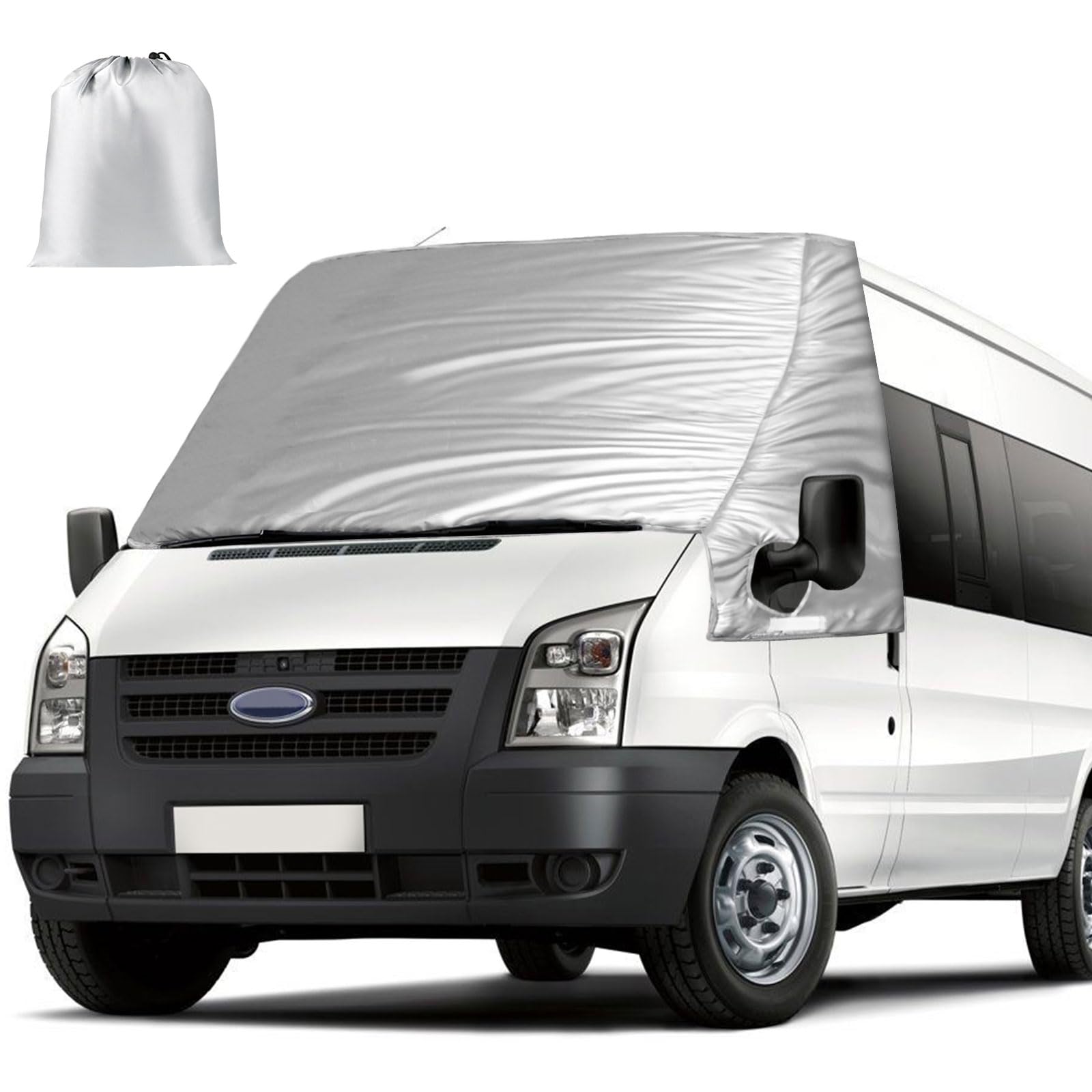 Opaltool Externe Thermo Scheibenabdeckung für Ford Transit Van MK7 2006-2013, Luxus Silber Wrap Windschutzscheibenabdeckung, Faltbare Frontscheibenabdeckung Winter Sommer Scheibenfrostschutz Abdeckung von Opaltool