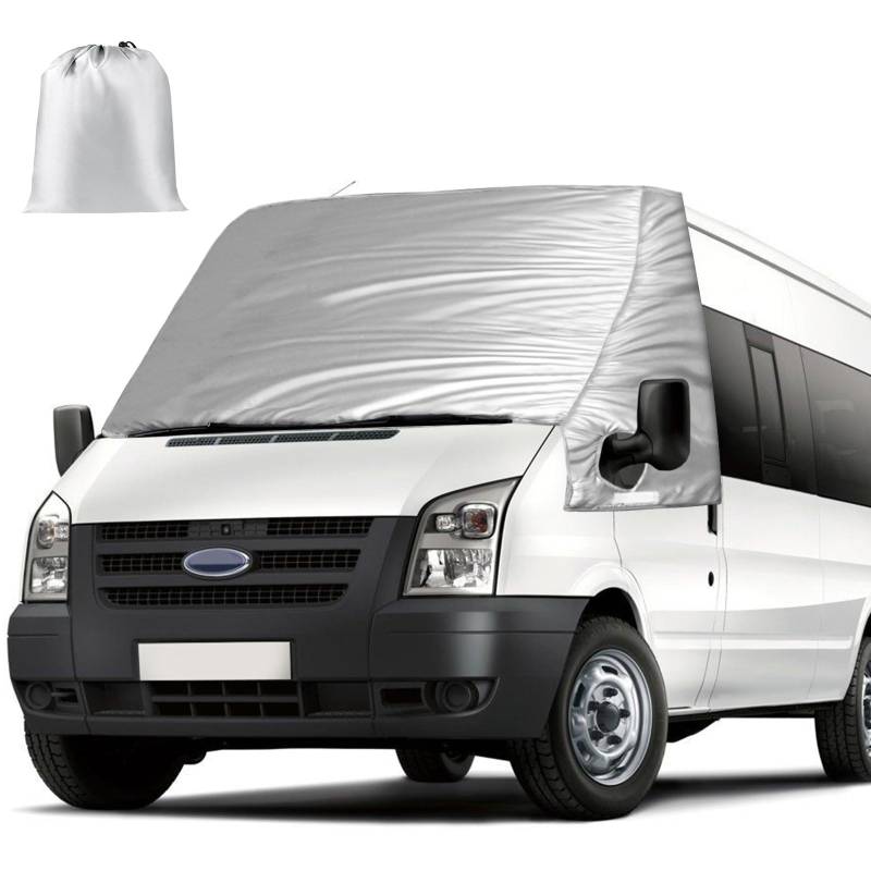 Opaltool Externe Thermo Scheibenabdeckung für Ford Transit Van MK7 2006-2013, Luxus Silber Wrap Windschutzscheibenabdeckung, Faltbare Frontscheibenabdeckung Winter Sommer Scheibenfrostschutz Abdeckung von Opaltool