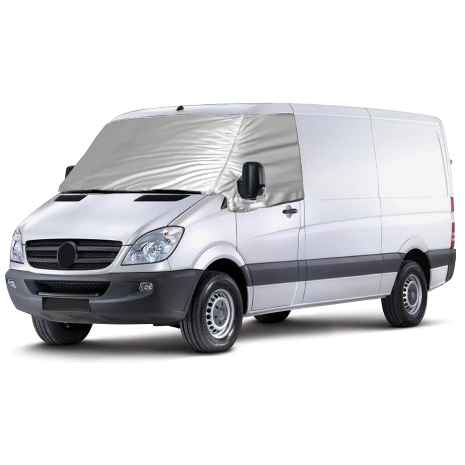 Externe Thermo Scheibenabdeckung passend für Mercedes Sprinter 2006-2018, Luxus Silber Wrap Windschutzscheibenabdeckung, Faltbare Frontscheibenabdeckung Winter Sommer Scheibenfrostschutz Abdeckung von Opaltool