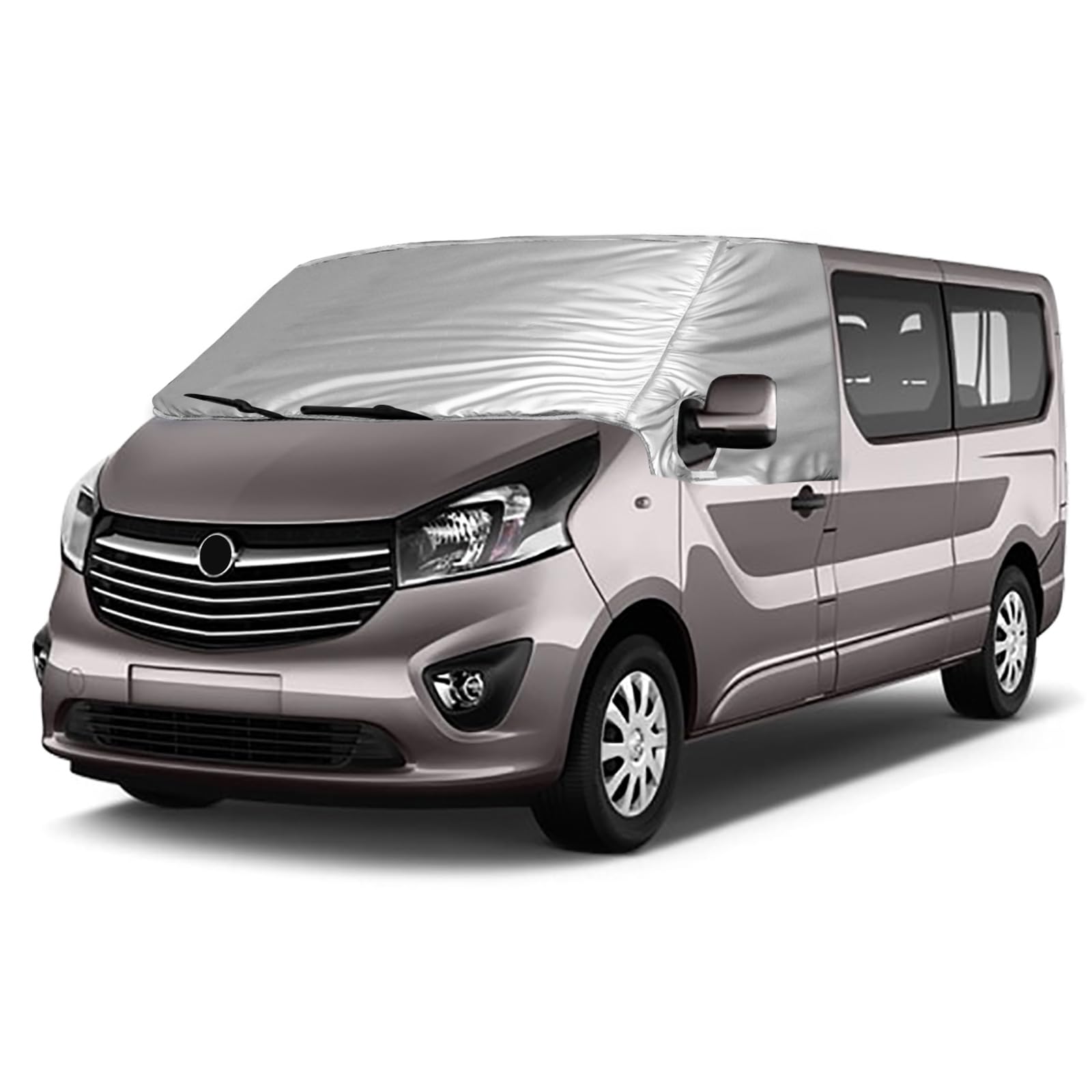 Externe Thermo Scheibenabdeckung passend für Opel Vivaro Renault Trafic FIAT Talento NV300 2014-2023, Luxus Silber Wrap, Faltbare Frontscheibenabdeckung Winter Sommer Scheibenfrostschutz Abdeckung von Opaltool