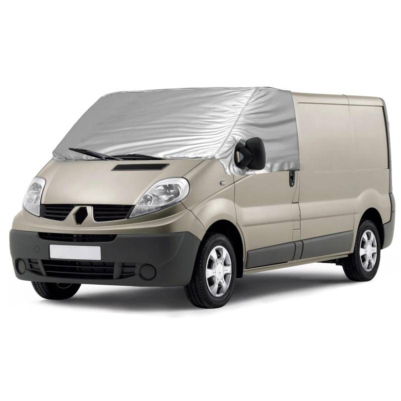 Opaltool Externe Thermo Scheibenabdeckung für Opel Vivaro Renault Trafic N-issan Primastar 2001-2014, Luxus Silber Wrap, Faltbare Frontscheibenabdeckung Winter Sommer Scheibenfrostschutz Abdeckung von Opaltool