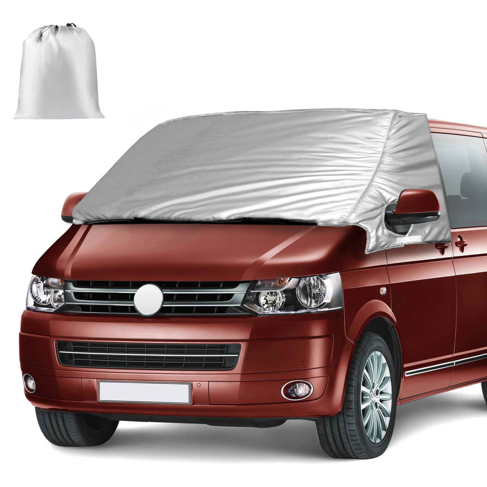 Externe Thermo Scheibenabdeckung passend für VW Transporter T5, VW Caddy 2010-2020, Silber Wrap Windschutzscheibenabdeckung, Faltbare Frontscheibenabdeckung Winter Sommer Scheibenfrostschutz Abdeckung von Opaltool