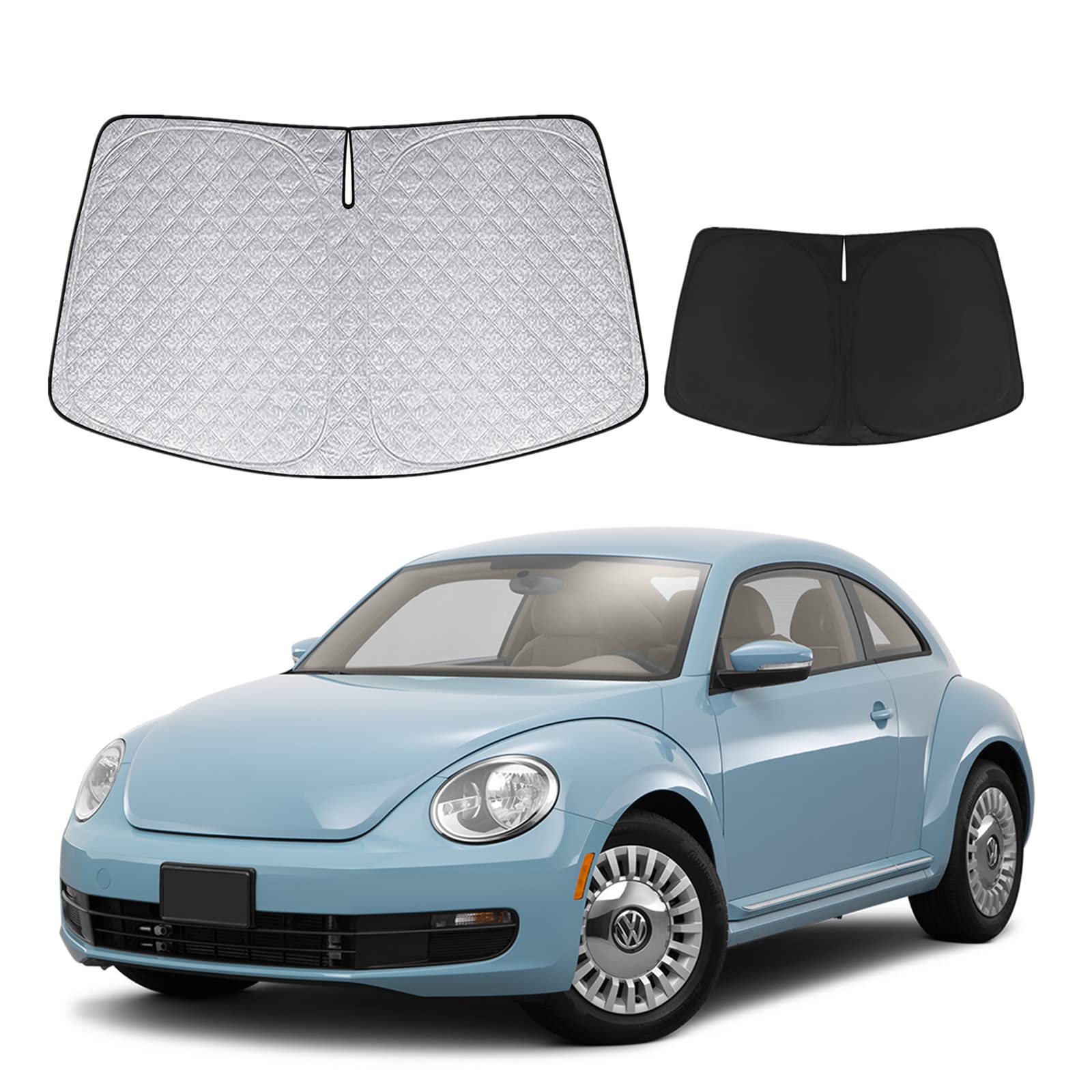 Frontscheiben Sonnenschutz Auto Ersatz für VW Beetle 2012-2023, Frontscheibenabdeckung Auto Faltbare Windschutzscheibenabdeckung Innere Blöcke UV-Strahlen Sonnenblende Protector von Opaltool