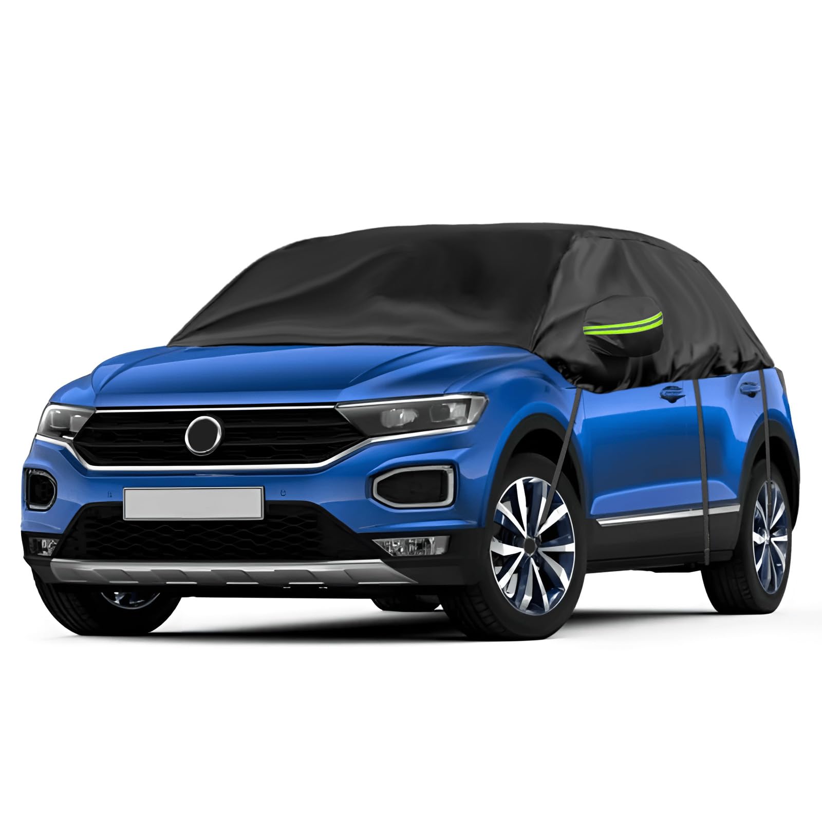 Halbgarage für 2017-2023 VW T-ROC, Schwarze Maßgeschneidertes Autogarage Softtop Halbabdeckung mit Verstellbaren Haken und Ohrkappen von Opaltool