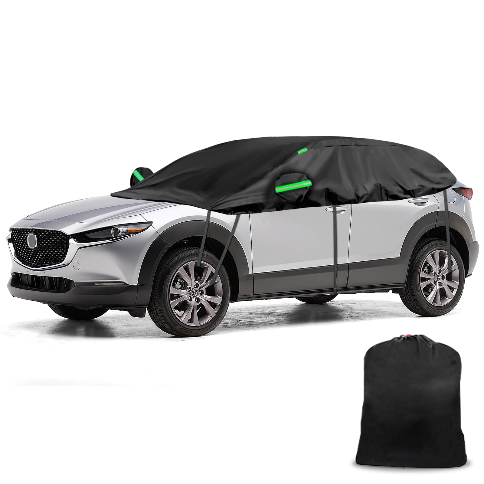 Opaltool Auto Schwarzes Halbgarage für Mazda CX-30 2019-2024, SWB Soft Windschutzscheibe Abdeckung Hälfte Auto Abdeckung mit verstellbaren elastischen Schnur und Haken Opaltool Auto Schwarzes Halbgarage für Mazda CX-30 2019-2024, SWB Soft Windschutzscheibe Abdeckung Hälfte Auto Abdeckung mit verstellbaren elastischen Schnur und Haken von Opaltool