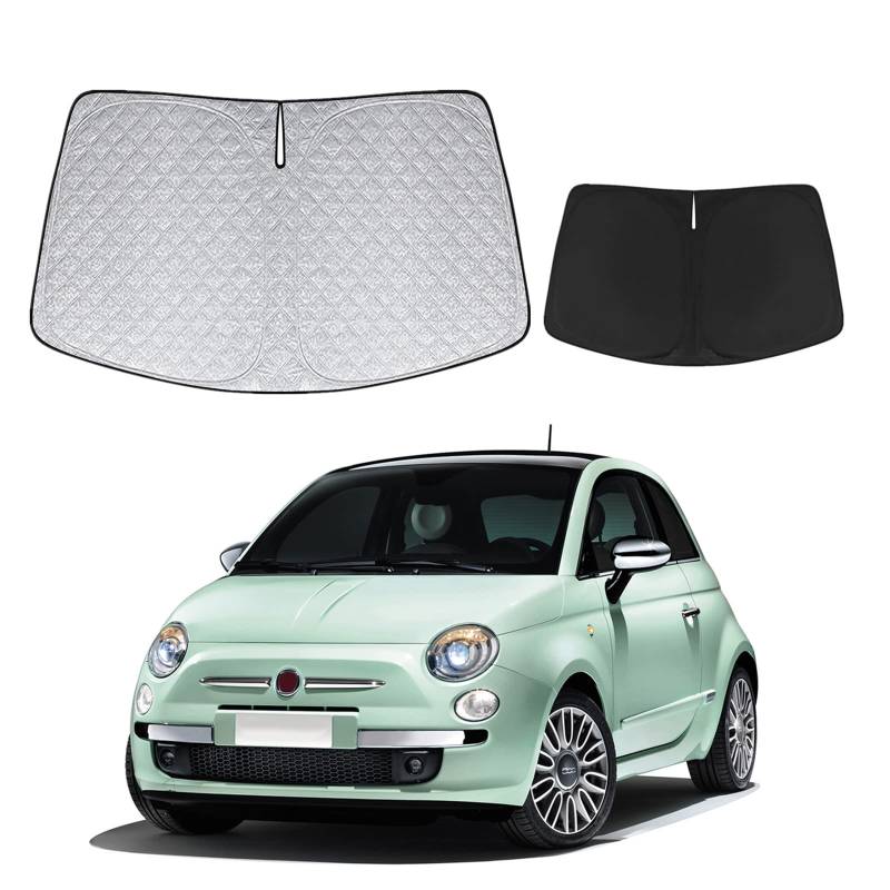 Opaltool Frontscheiben Sonnenschutz Auto Ersatz für FIAT 500 2007-2023, Frontscheibenabdeckung Auto Faltbare Windschutzscheibenabdeckung Innere Blöcke UV-Strahlen Sonnenblende Protector von Opaltool