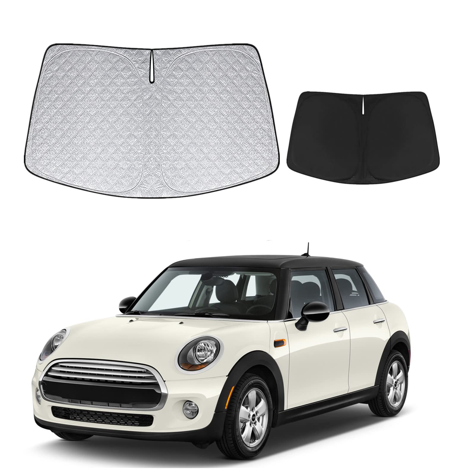 Opaltool Frontscheiben Sonnenschutz Auto Ersatz für Mini Cooper 2015-2023, Frontscheibenabdeckung Auto Faltbare Windschutzscheibenabdeckung Innere Blöcke UV-Strahlen Sonnenblende Protector von Opaltool