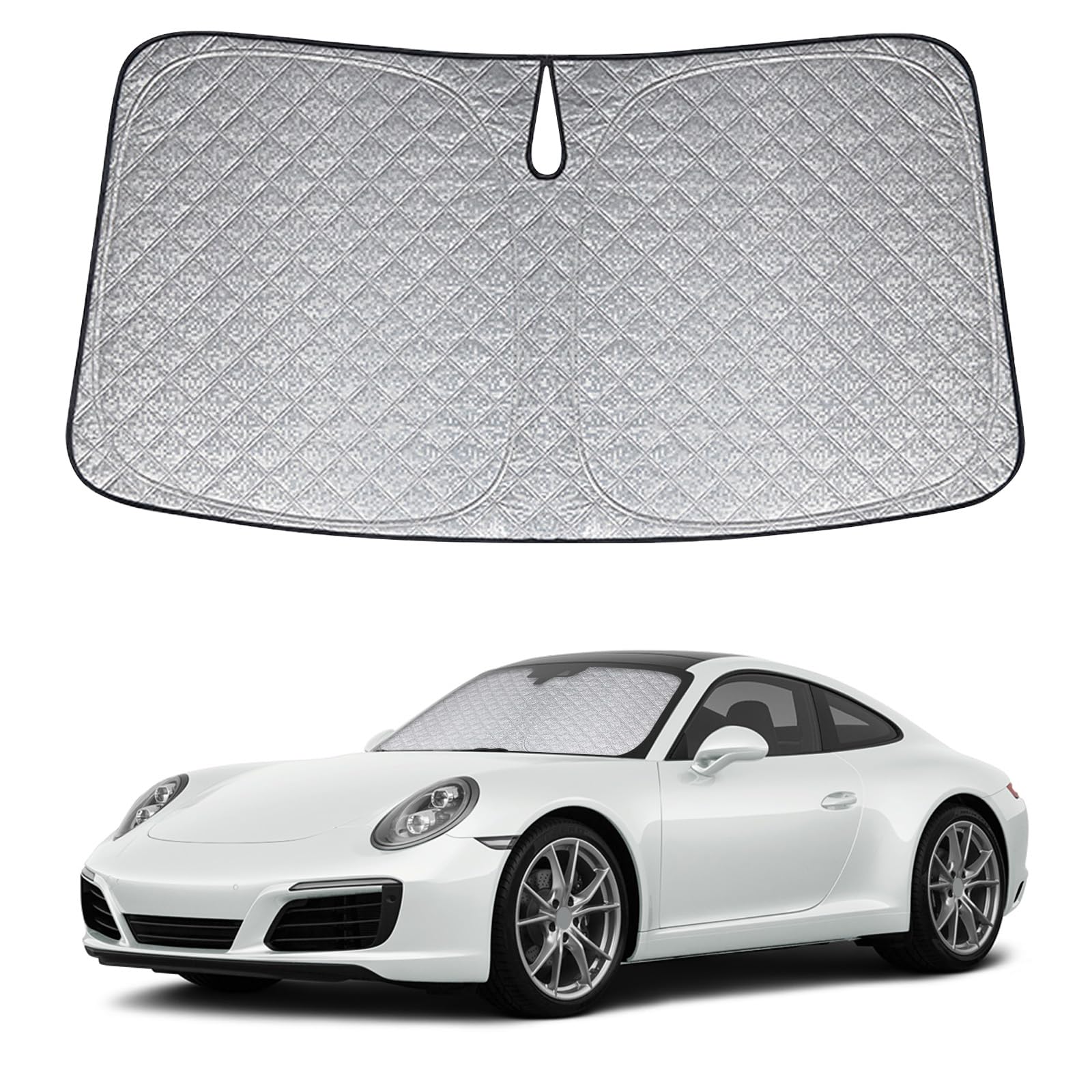Opaltool Frontscheiben Sonnenschutz Auto Ersatz für Porsche 911 2020-2025, Frontscheibenabdeckung Auto Faltbare Windschutzscheibenabdeckung Innere Blöcke UV-Strahlen Sonnenblende Protector von Opaltool