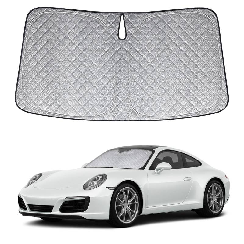 Opaltool Frontscheiben Sonnenschutz Auto Ersatz für Porsche 911 2020-2025, Frontscheibenabdeckung Auto Faltbare Windschutzscheibenabdeckung Innere Blöcke UV-Strahlen Sonnenblende Protector von Opaltool
