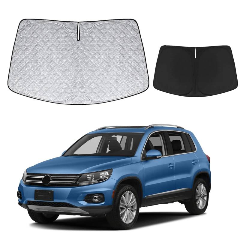 Opaltool Frontscheiben Sonnenschutz Auto Ersatz für VW Tiguan 2017-2023, Frontscheibenabdeckung Auto Faltbare Windschutzscheibenabdeckung Innere Blöcke UV-Strahlen Sonnenblende Protector von Opaltool