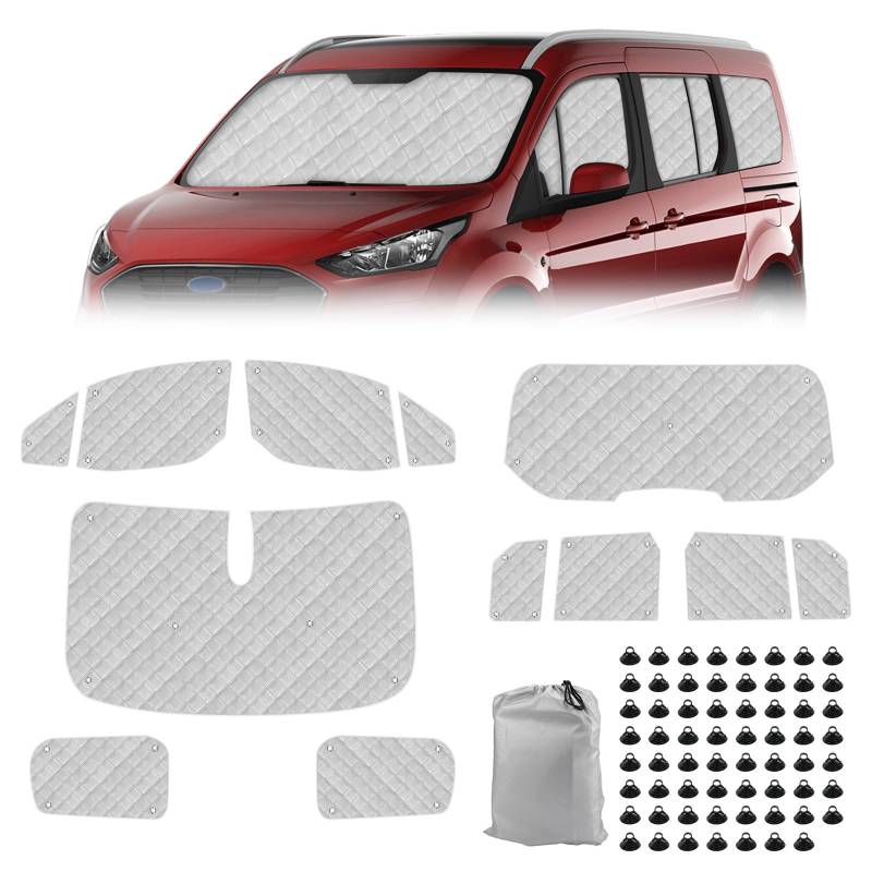 Opaltool Thermomatte Fahrerhaus Innen für 2012-2022 Ford Tourneo Connect, 12-teiliges LWB UV- & Wasserschutz Sonnenschutz Frontscheibe Innen für Wohnmobil Privatsphäre & Temperaturkontrolle von Opaltool