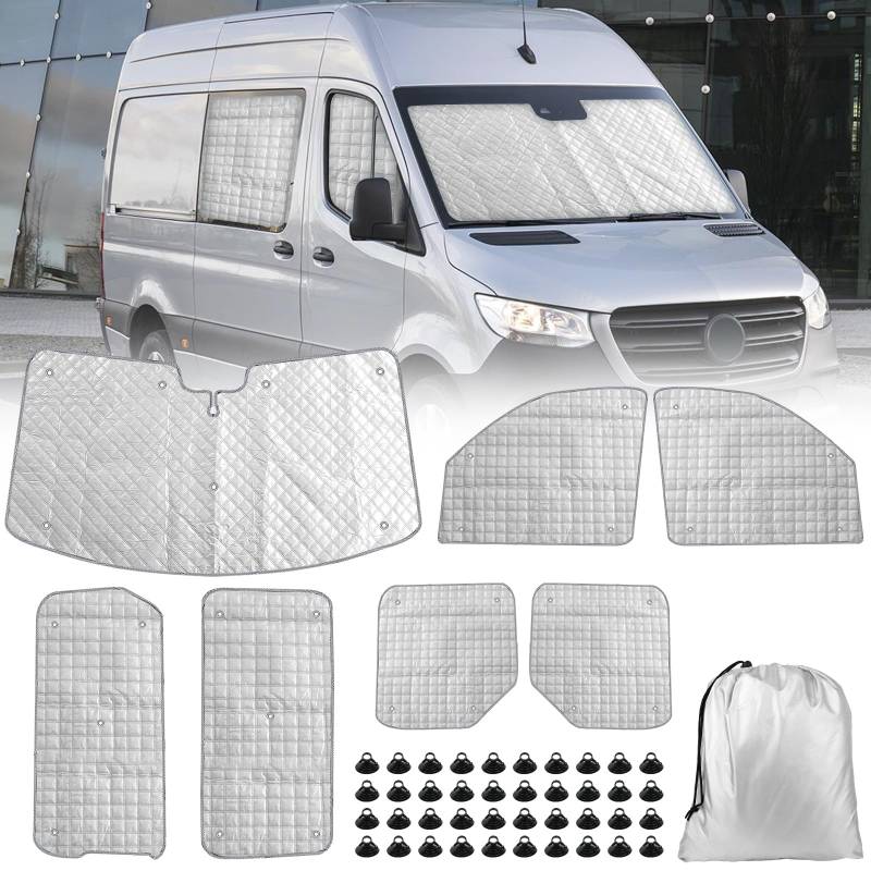 Opaltool Thermomatte Fahrerhaus Innen für 2019-2024 Mercedes Sprinter (907/910) VS30, 7-teiliges UV- & Wasserschutz Sonnenschutz Frontscheibe Innen für Wohnmobil Privatsphäre & Temperaturkontrolle von Opaltool