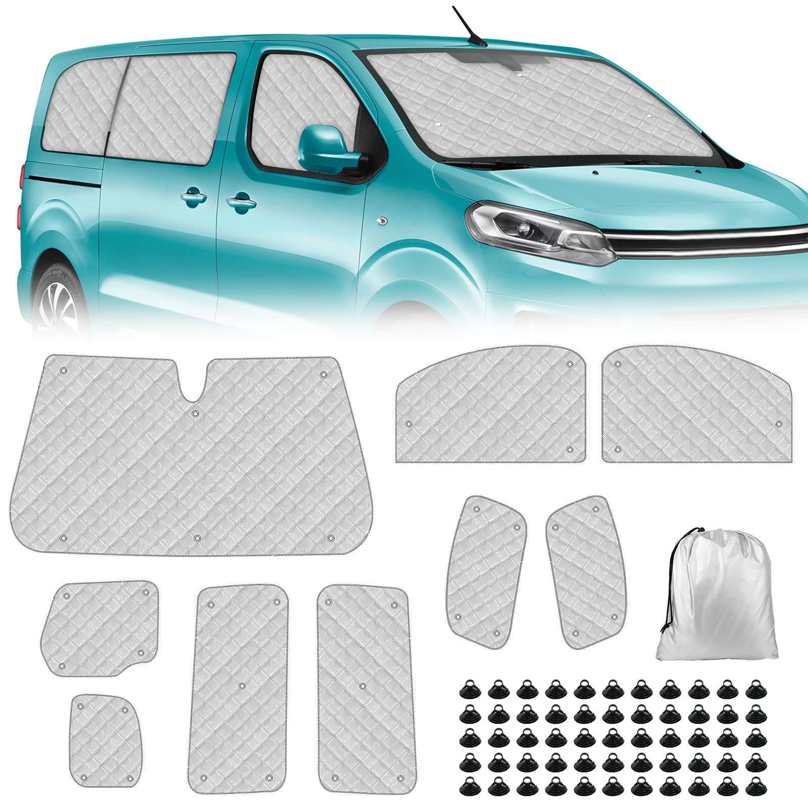 Opaltool Thermomatte Fahrerhaus Innen für Citroen Dispatch Jumpy Opel Vivaro 2016-2025, 9-teiliges UV- & Wasserschutz Sonnenschutz Frontscheibe Innen für Wohnmobil Privatsphäre & Temperaturkontrolle Opaltool Thermomatte Fahrerhaus Innen für Citroen Dispatch Jumpy Opel Vivaro 2016-2025, 9-teiliges UV- & Wasserschutz Sonnenschutz Frontscheibe Innen für Wohnmobil Privatsphäre & Temperaturkontrolle von Opaltool