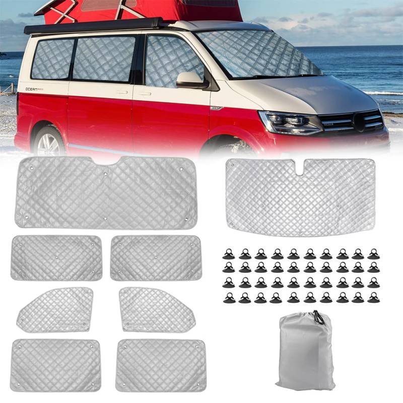 Opaltool Thermomatte Fahrerhaus Innen für VW T5 T6, 8-teiliges SWB UV- & Wasserschutz Sonnenschutz Frontscheibe Innen für Wohnmobil Privatsphäre & Temperaturkontrolle von Opaltool
