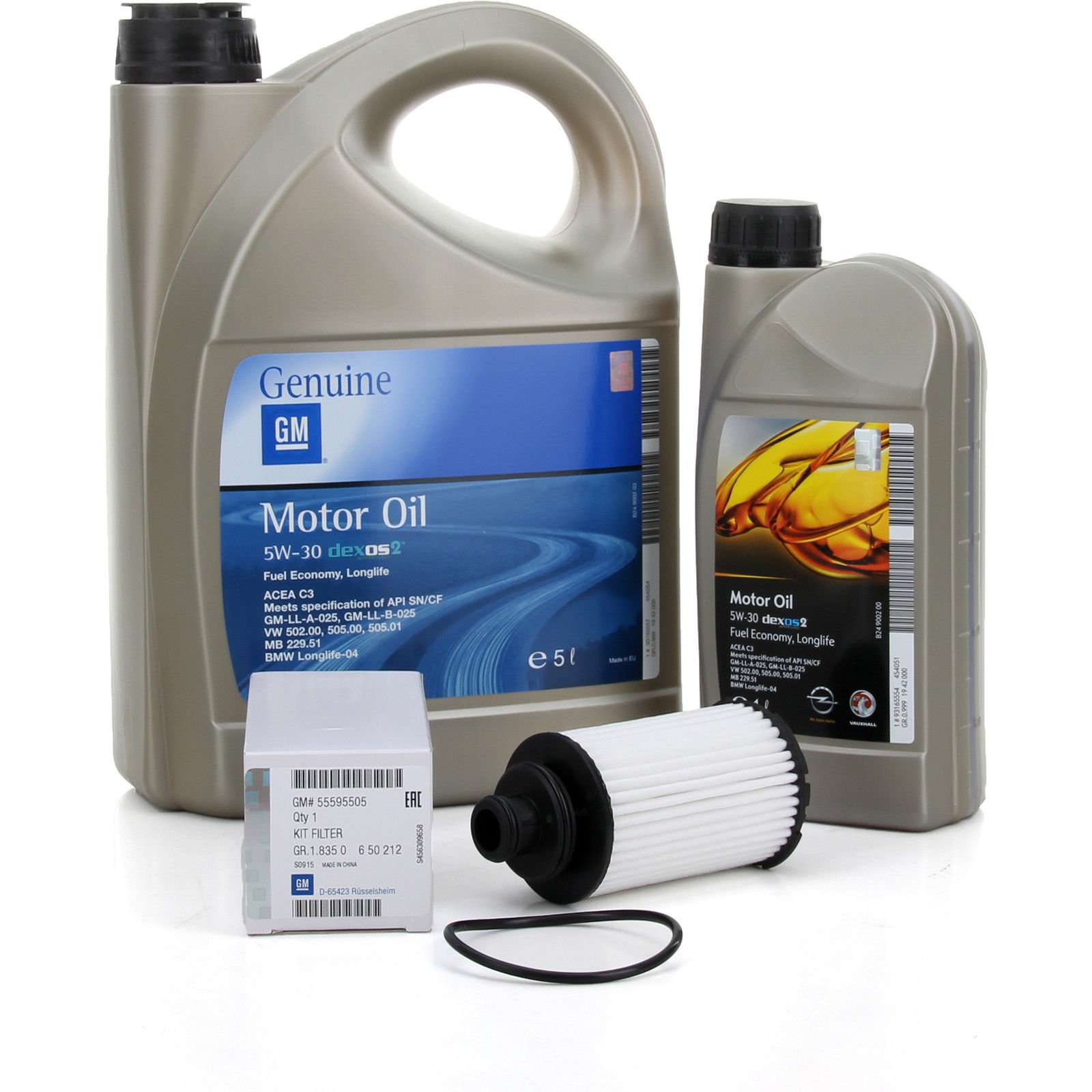 Filter-Kit + Motoröl von GM General Motors, Opel-Motoröl 5W-30, 6 l (Opel Insignia, Zafira Tourer, Cascada) für 2.0 CDTI-Motoren ab dem Baujahr 2014 von Opel