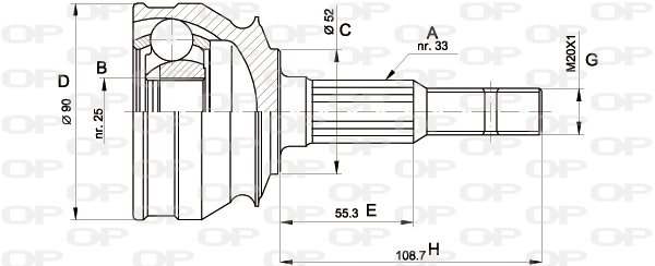 Gelenksatz, Antriebswelle Vorderachse radseitig Open Parts CVJ5007.10 von Open Parts