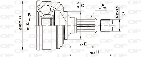 Gelenksatz, Antriebswelle Vorderachse radseitig Open Parts CVJ5049.10 von Open Parts