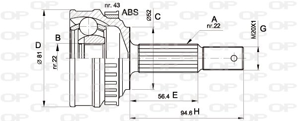 Gelenksatz, Antriebswelle Vorderachse radseitig Open Parts CVJ5054.10 von Open Parts