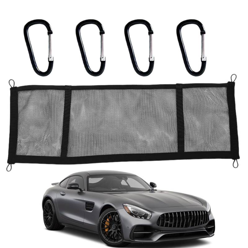 Auto-Aufbewahrungsnetz – elastischer LKW-Bett-Organizer | Multifunktionale Kofferraumtasche zum Aufhängen mit 4 Karabinern, hohe Tragfähigkeit, Kofferraumnetz-Organizer für die meisten Fahrzeuge von Opilroyn
