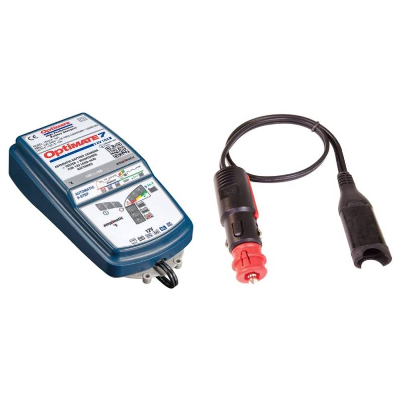 OptiMATE TM254 Batterieladegerät OptiMate7 AmpMatic, 7 12 V 10A & =SAE72 Steckverbinder Zigarettenstecker von Optimate