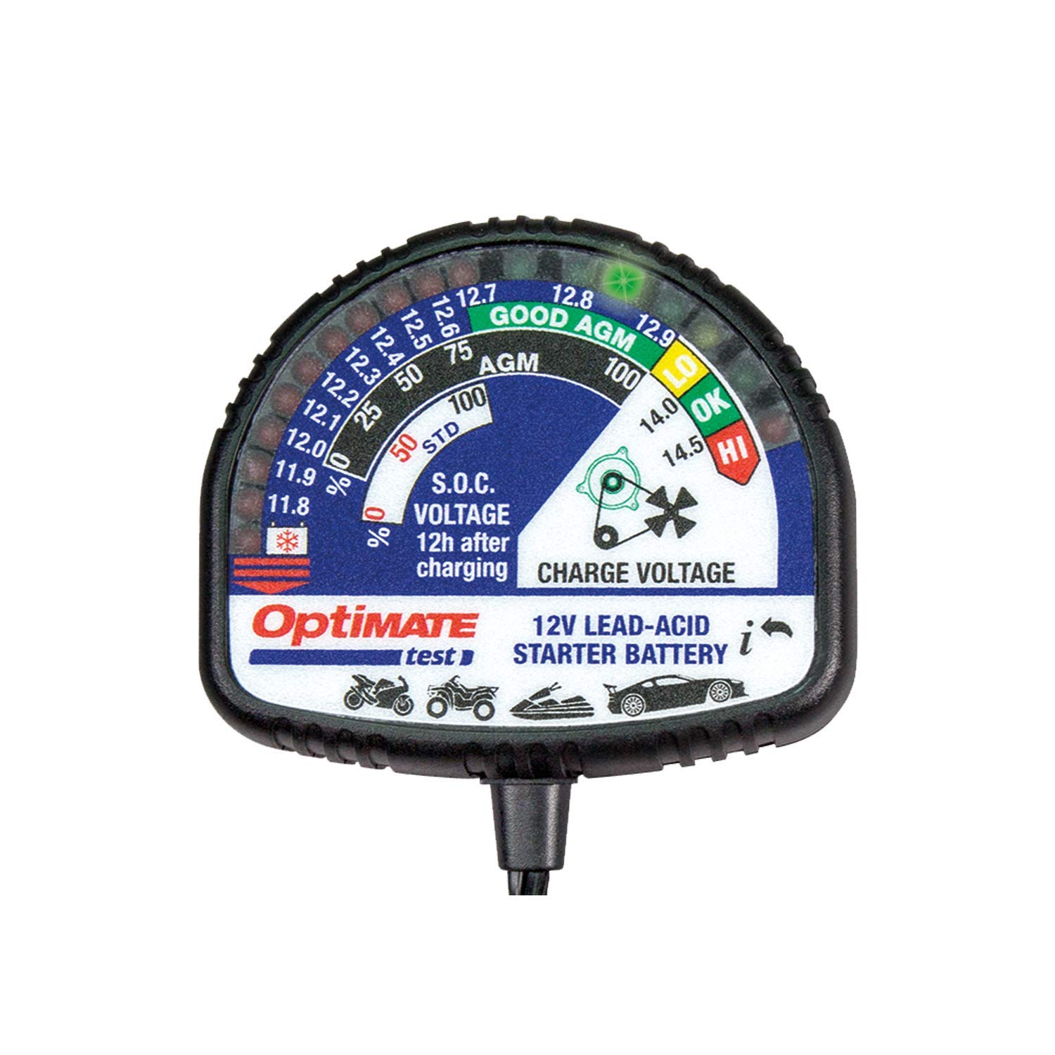 OptiMate TecMate Tester, TS130, Ladezustandstester-alle 12V-Blei-Säure-Batterien, schwarz von Optimate