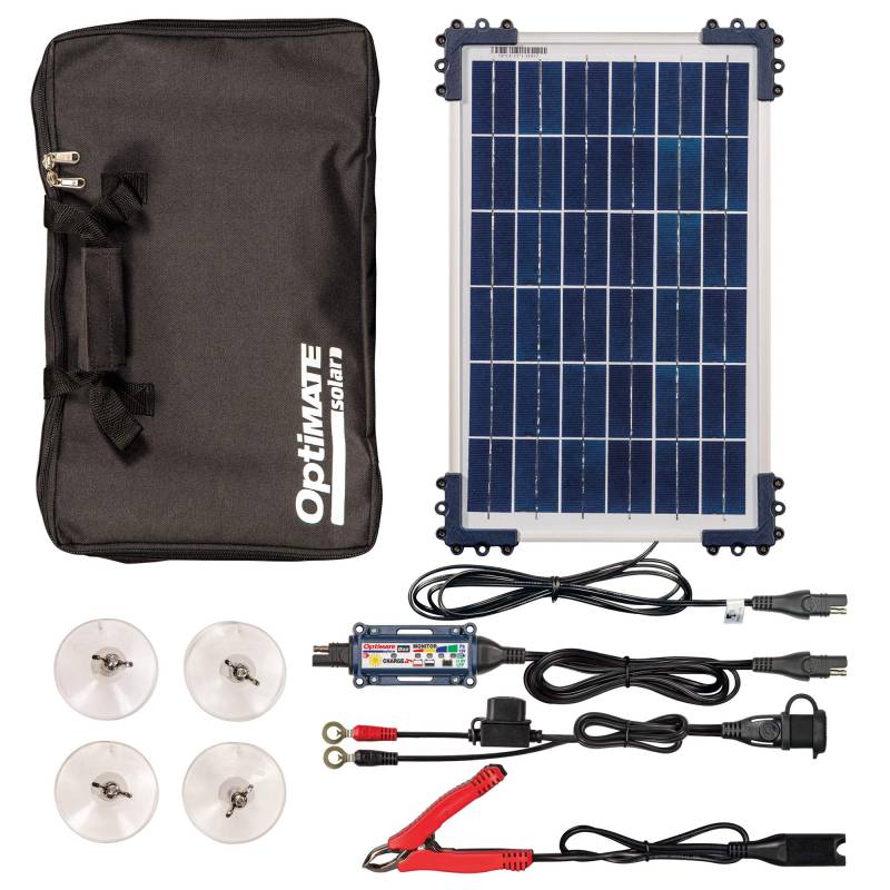 OptiMate Solar Duo 10W Travel Kit, TM522-D1TK, 6-stufiges gekapseltes batterieschonendes 12V /12,8V 0.83A Solarlade- & -wartungsgerät von Tecmate
